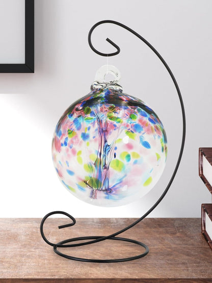 Dale Tiffany AC23211-D6 Rainbow Tree of Life Hand Blown Art Glass Ornament Witch Globe Gazing Ball, Hope, 6" Diameter with Stand