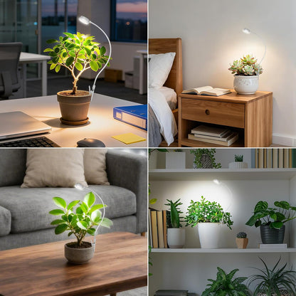 Grow Lights for Indoor Plants, Pot Clip LED Plant Lights for Indoor Growing, Full Spectrum, 4000K with 4-Level Dimmable, Auto On/Off 3 6 12 Hrs Timer for Succulents, Pot Plants