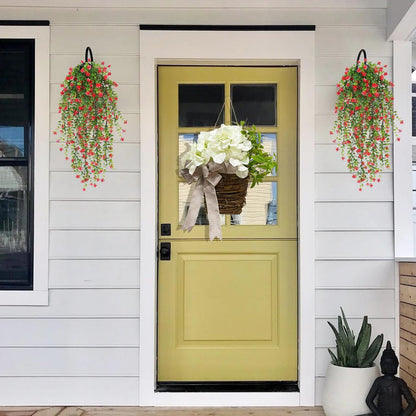 WEISPARK Artificial Hanging Flowers, 4pcs Fake Eucalyptus Vine Faux Flower Greenery Garland Plastic Plants for Indoor Outdoor Wall Garden Wedding Home Party Decor