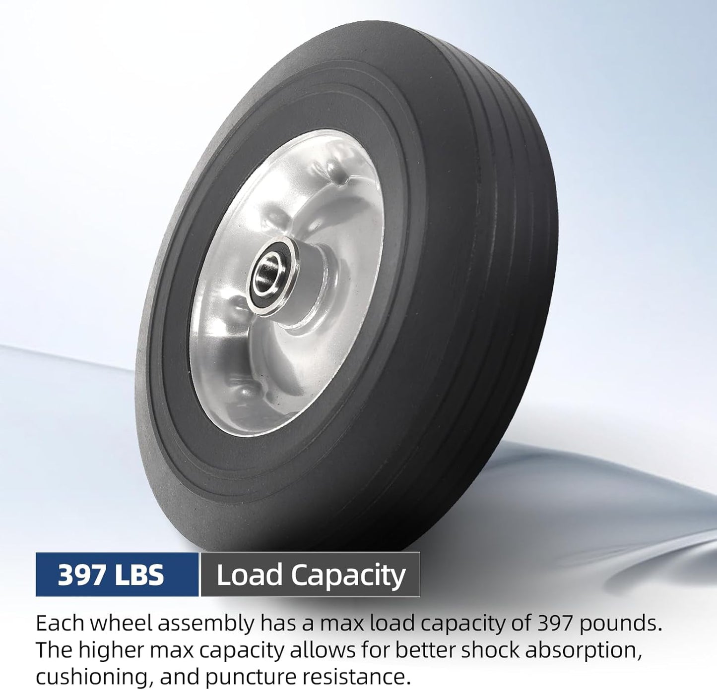 AR-PRO (2-Pack) 10" x 2.5" Flat Free Solid Rubber Replacement Tires - Flat-Free Tire and Wheel for Hand Trucks and Wheelbarrows with 5/8" Axles