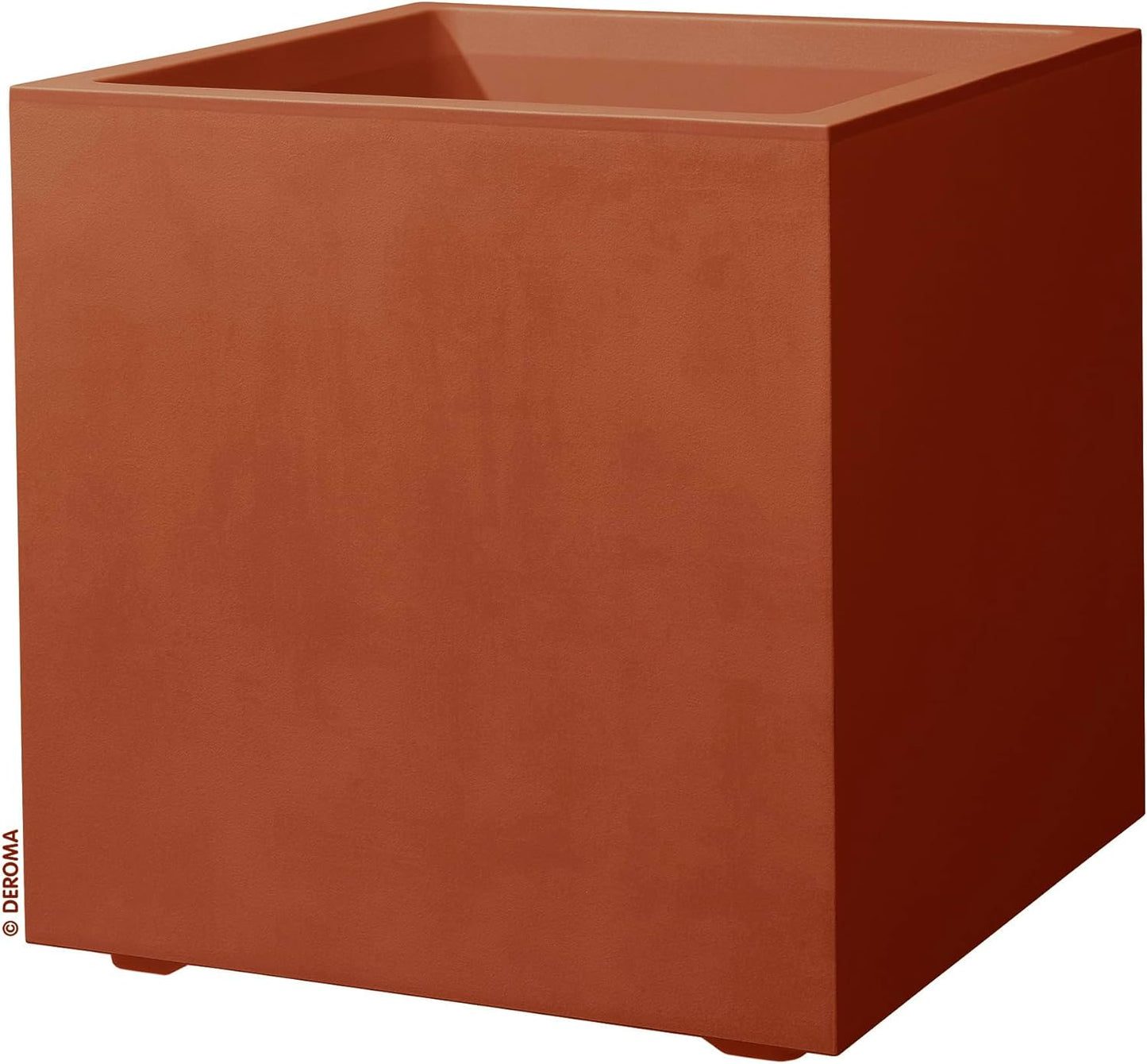 Deroma Millennium 10” Cube Planter | Light & Durable Plastic | Indoor or Outdoor Square Pot for Patio/Porch | Includes Water Reserve & Drain Plug | Trendy Planter for Plants, Flowers, Garden | Rust