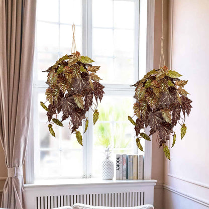 Large Fake Hanging Plants in Pot for Indoor & Outdoor, Long Artificial Hanging Pothos Plants Red, 27.6" Fake Potted Vines Ivy Greenery Plant for Room Wall Shelf Decor Living Room Patio Porch