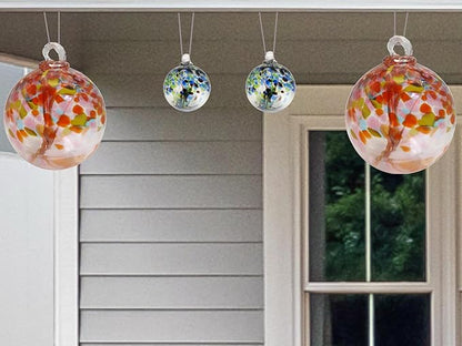 Dale Tiffany Hand Blown Glass, 6" Diameter Aqua, Tree of Life Collection, Witch Globe Hanging Garden Indoor/Outdoor Decorative Ornament Gazing Ball