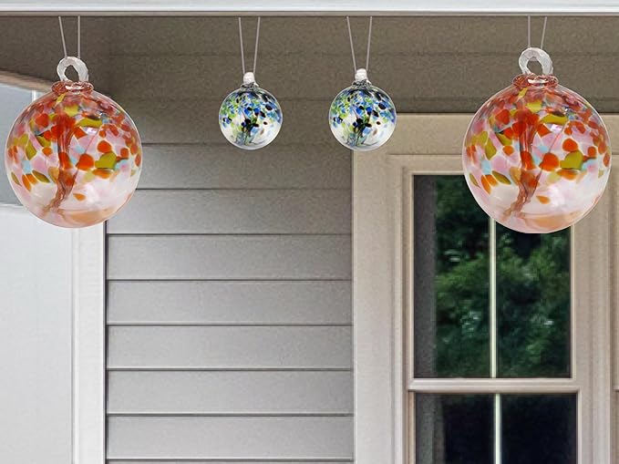 Dale Tiffany Hand Blown Glass, 6" Diameter Blossom, Tree of Life Collection, Witch Globe Hanging Garden Indoor/Outdoor Decorative Ornament Gazing Ball