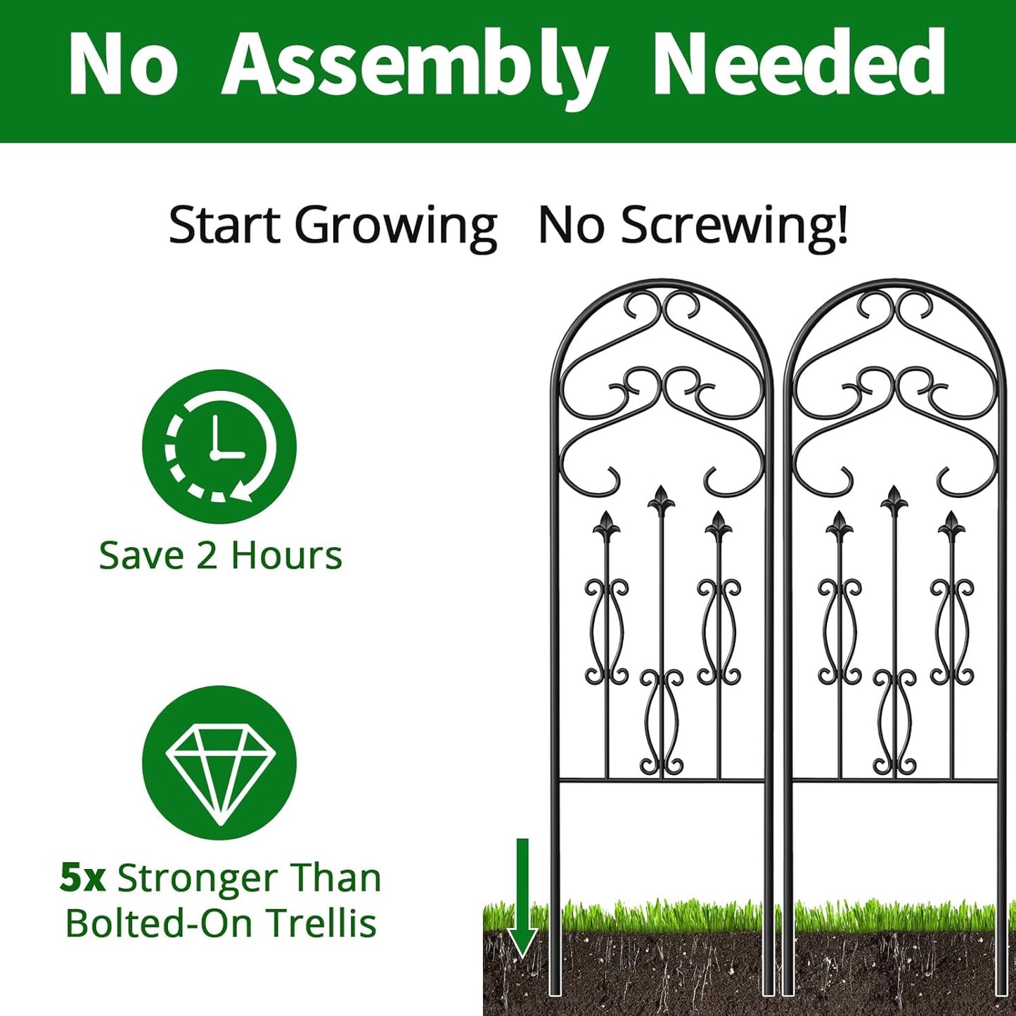 AMAGABELI Garden & Home 4 Pack 60" x 18" Metal Garden Trellis for Climbing Plants Outdoor Climbing Rose Trellis Rustproof Plant Vines Flower Vegetable Trellis for Potted Plants Support Black