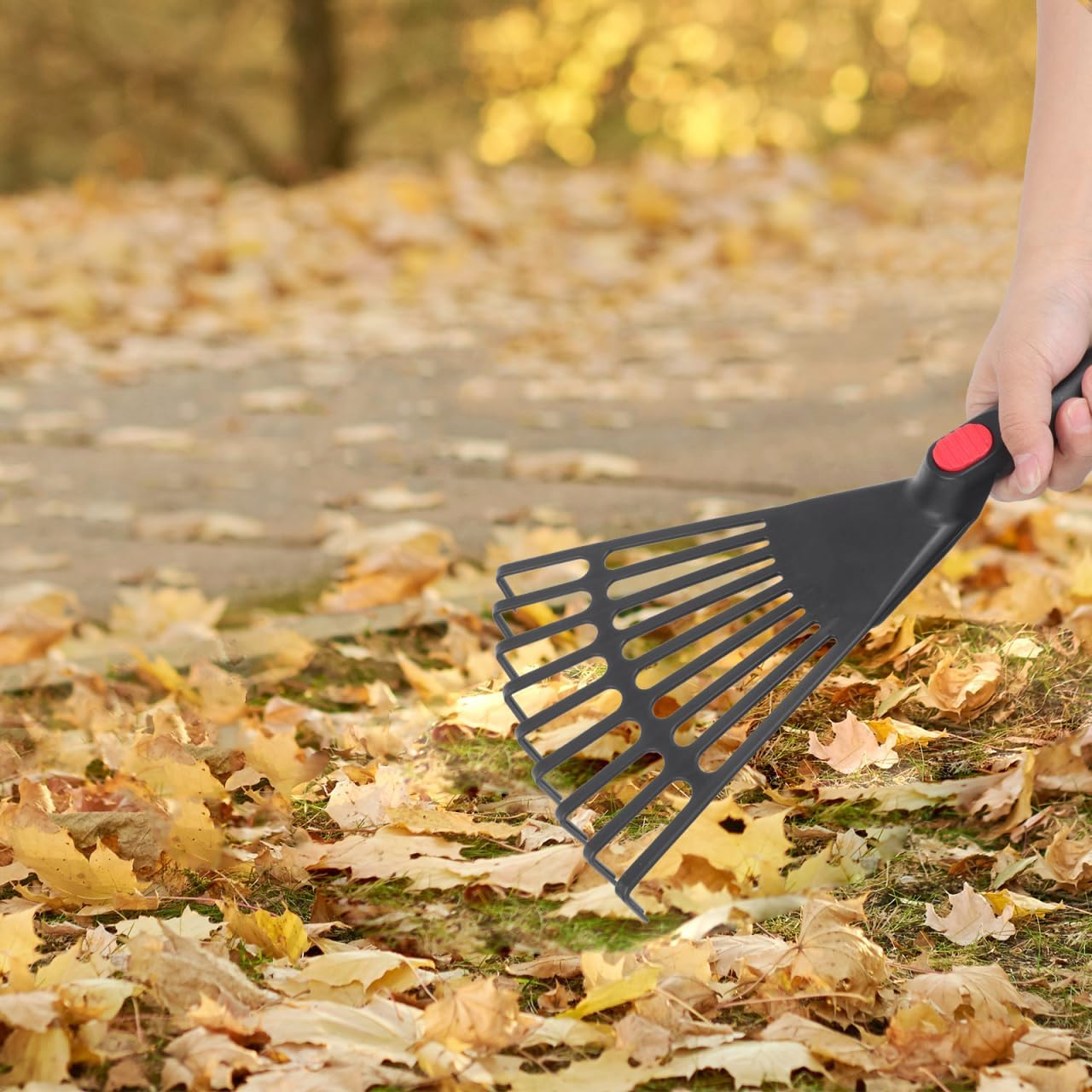 BESPORTBLE 2-Pack Small Hand Rakes - Lightweight Plastic Garden Rakes for Raised Garden Bed, Leaves, Lawns & Tight Spaces, Easy-Grip Ergonomic Handle (No Rust/Bend)