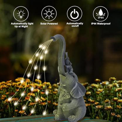 Solar Garden Decor Statues Outdoor, Birthday Gifts for Women Mom Grandma Senior Elder, Elephant Ornament for Balcony, Garden, Patio, Yard, Lawn