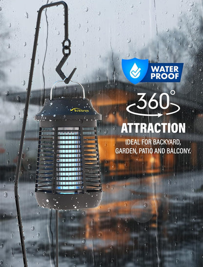 Bug Zapper 4200V for Outdoor and Indoor, 9.84 Ft Power Cord with Switch, Waterproof Electric Mosquito Zappers(3rd Generation), Mosquito lamp, Electronic Bug Zapper Light Bulb