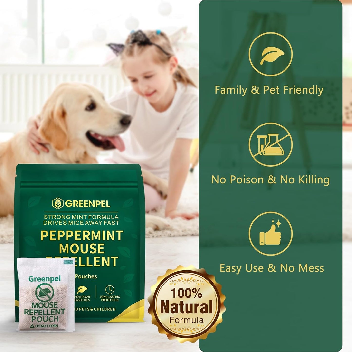 Rodent and Mice Repellent Indoor, Upgrade 12-Pack Mouse Peppermint Oil Pouches for Squirrel, Rat Repellent for Outside, Mouse Control for Indoor/Outdoor, Pet Safe Rodent Deterrents for Home