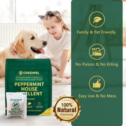 Rodent and Mice Repellent Indoor, Upgrade 12-Pack Mouse Peppermint Oil Pouches for Squirrel, Rat Repellent for Outside, Mouse Control for Indoor/Outdoor, Pet Safe Rodent Deterrents for Home