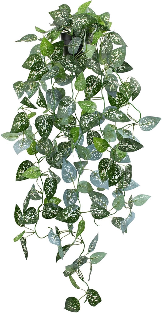 LOYWREE 39-in Long Fake Hanging Plant with Pot Faux Pothos Artificial Potted Plants Small Faux Ivy