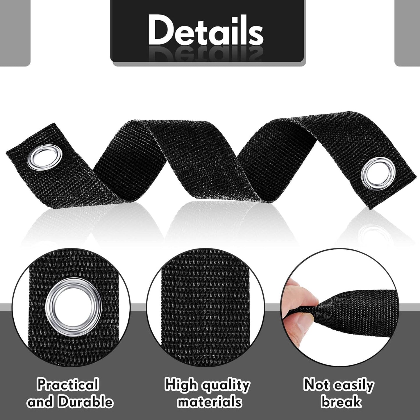 48 Pcs 15.74 Inches Tree Straps for Staking with Grommet Heavy Duty Young Tree and Plant Supports Stakes for Guying Staking Newly Planted Sapling Straight and Hurricane Protection(Black)