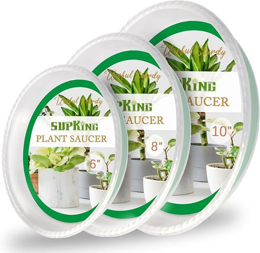 9 Pack Plant Saucers (6inch /8inch /10inch), Heavy Sturdy Plant Trays Pot Tray for Indoor Clear Plastic Flower Pot Saucers Thicker Plant Water Drip Trays for pots- Clear