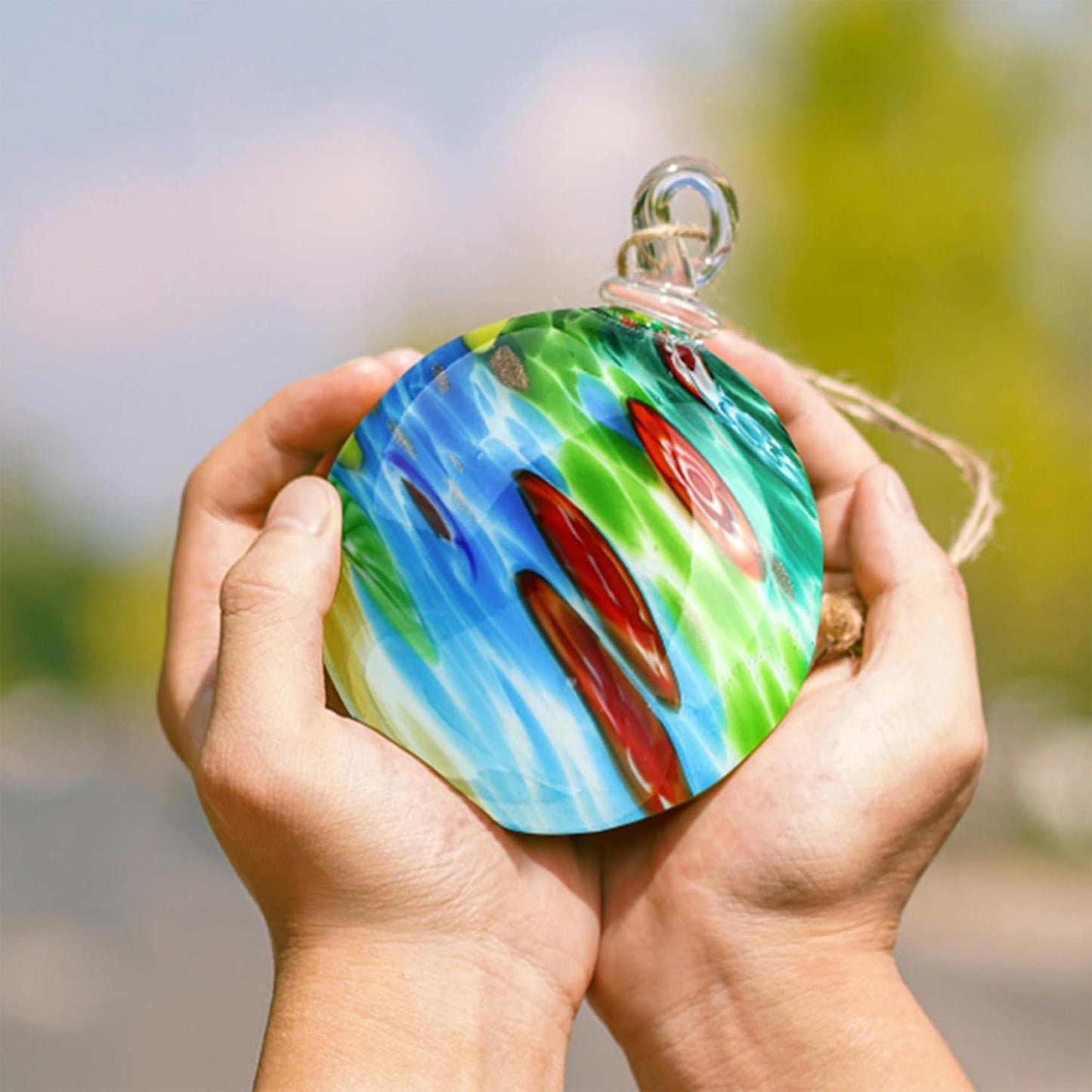 QFkris 4" Blown Glass Christmas Ornaments Ball for Christmas Tree, Hand Blown Glass Ornaments, Gazing Balls Witch Balls Friendship Ball