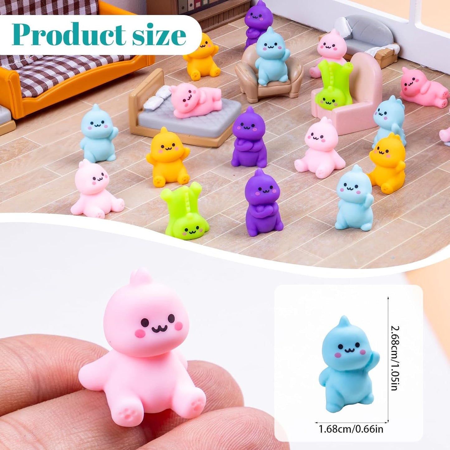 30 Pcs Mini Resin Dinosaur 6 Variety Tiny Animals Colorful Figures Miniature Little Small Figurines Bulk for Micro Fairy Garden Landscape Accessories Hide Crafts Decor