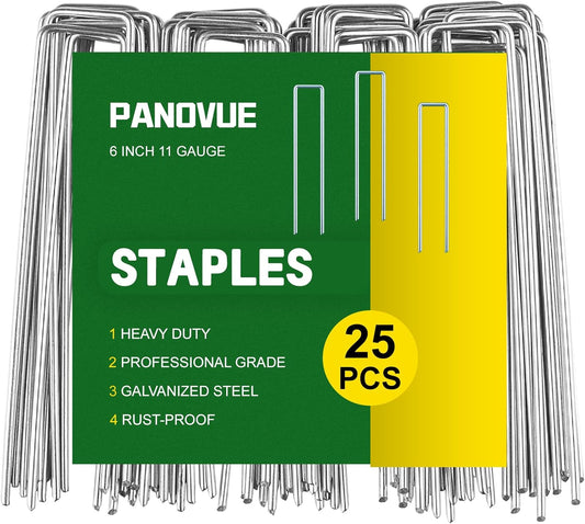 6 Inch Heavy Duty Galvanized Garden Staples, 11 Gauge Landscape Fabric Stakes with Adjustable Width for Weed Barrier, Sod, Fencing and Outdoor Decoration (50)