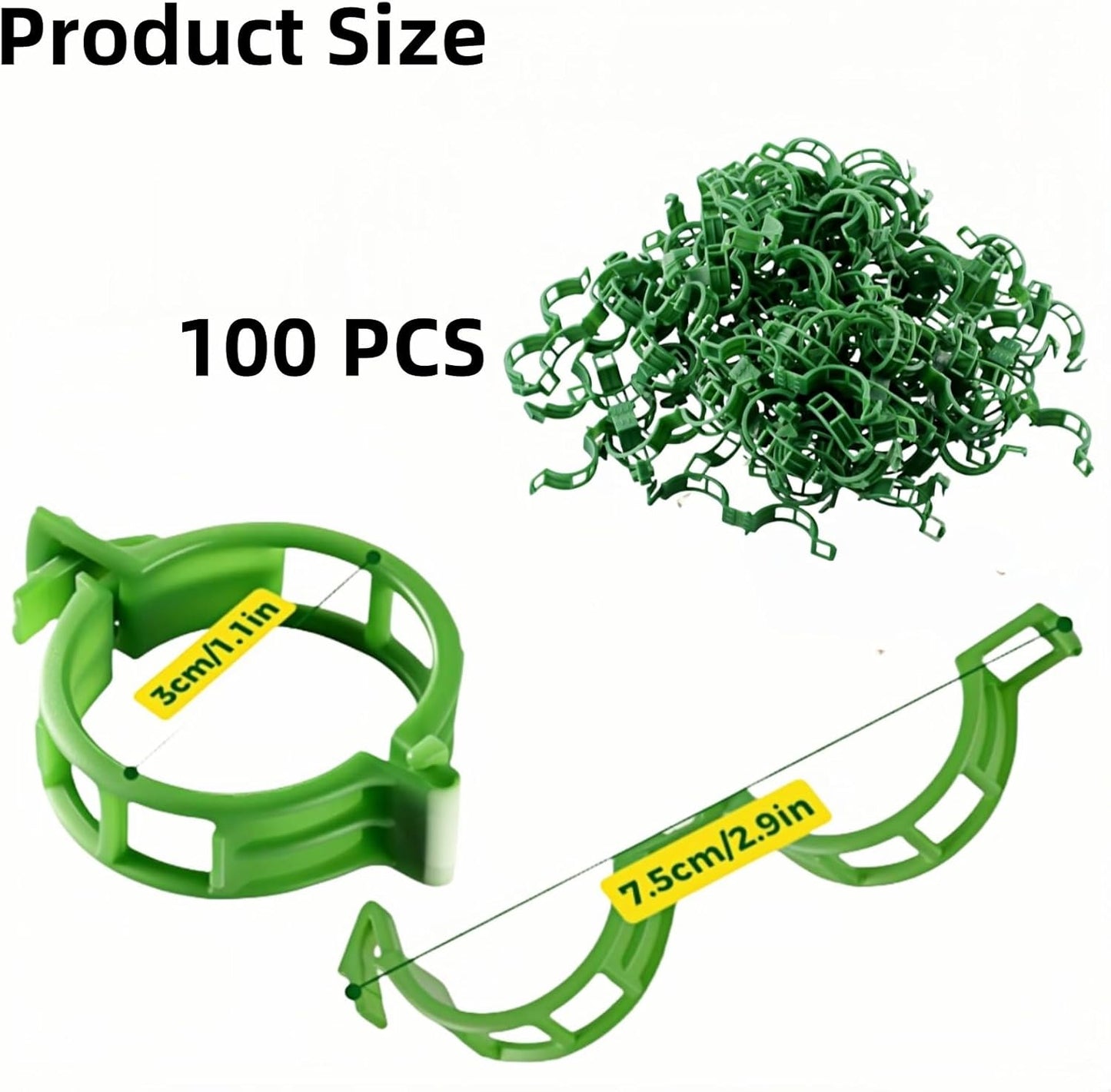 100Pcs Secured Plant Clips - Reusable Plastic Trellis Support for Tomato, Vine, Climbing Plants | Garden Clips for Vegetables & Outdoor Plants