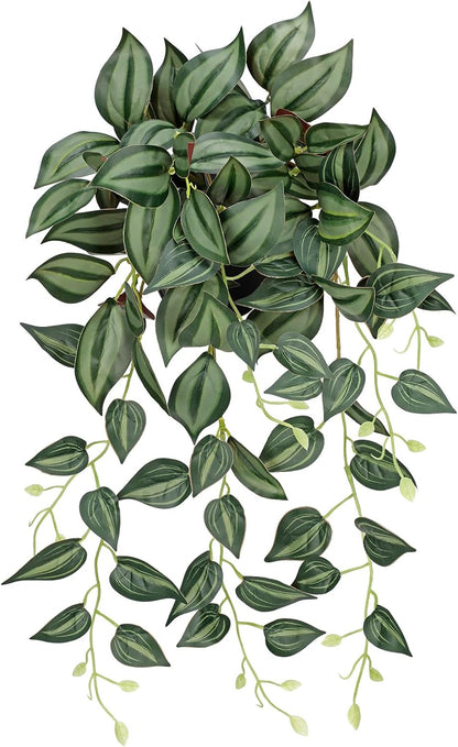 DILATATA Fake Plants Artificial Potted Plants 20 Inch Faux Peperomia Ivy Vine Plant Hanging Plant for Home Office Desk Shelf Indoor Outdoor Decor