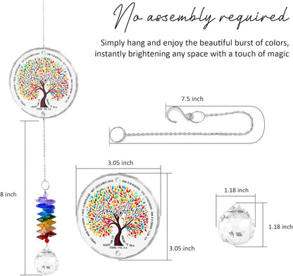 Glass Ornament Suncatcher - Tree of Life - Unique Presents - Christmas Keepsake - Christian Gifts - Inspirational Gifts for Her, Him - Religious Encouragement Gift - Spiritual Home Decor