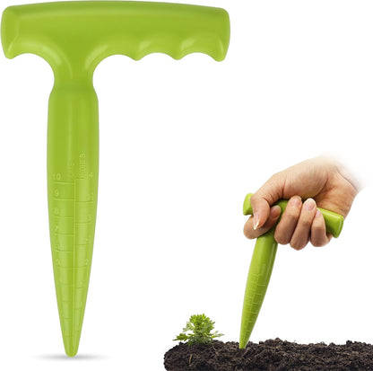 Seed Planter Tool, 6.9" Dibber Garden Tool, Plastic Seed Dibbler for Planting, Bulb Digger Garden Planter with Handle for Sowing Seeds, Planting, Bulbs, Digging (Light Green)