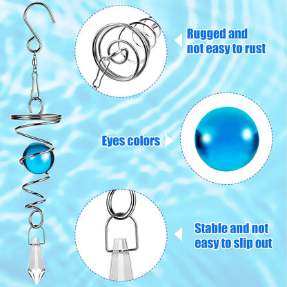Jetec 3 Pcs Gazing Ball Spiral Tail Decorative Wind Spinner Stabilizer Indoor Outdoor Hanging Wind Ball Spinner with Hanging Swivel Hook for Garden Balcony Decoration (Red, Sky Blue, Navy Blue)
