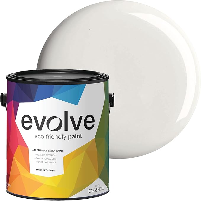 EVOLVE Paint & Primer: Environment-friendly, Low Sheen with One-coat Coverage for Interior & Exterior surfaces (Clover White, 1-Gallon)