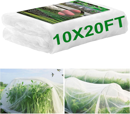 FOTMISHU Garden Netting 10x20FT Ultra Fine Mesh Netting Bird Barrier Protection Vegetable Fruit Tree Bushes Plant Cover for Raised Bed