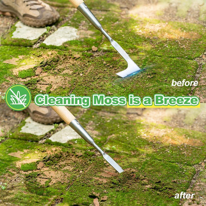 Berry&Bird 63'' Long Handle Crevice Weeding Tool, Stainless Steel Crack Weeder Crevice Weeding Sickle Tool, L-Shaped Manual Weeder Puller for Garden, Lawn, Yard, Side-Walk, Narrow & Wall Gaps