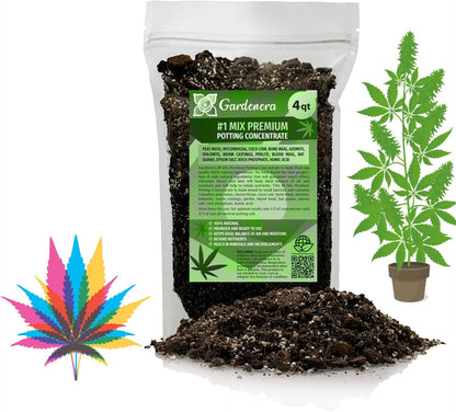 Gardenera Premium JUST-ADD-Water Potting Soil Mix - Optimal Nutrient-Rich Blend for Thriving and HIGH-Yield Herbal Plants - 4 Quart