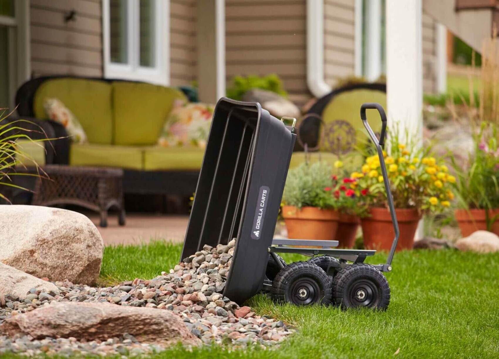 Gorilla Carts Heavy-Duty Poly Garden Dump Cart, 4 Cu Ft, 600 lb Capacity