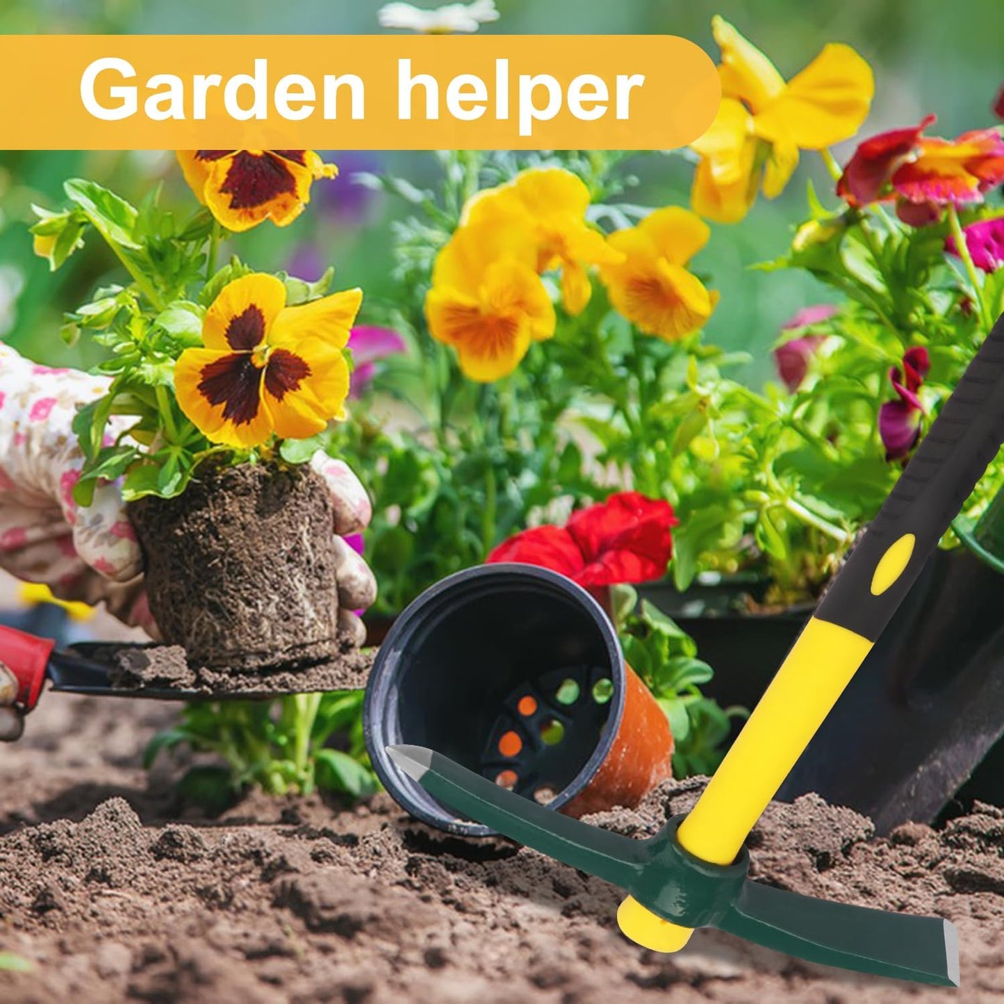 2 Packs 15 Inch Gardening Pickaxe, Forged Steel Mattock Hoe, Dual Head Mattock Weeding Hoe for Cultivating Garden, Yard, Planting, Prospecting, Camping
