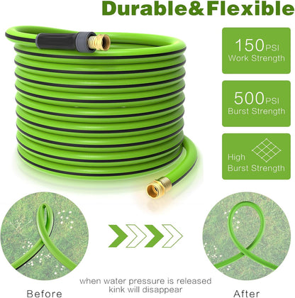 Garden Hose 25ft x 5/8",Short Garden Water Hose Heavy Duty,Flexible,Lightweight Hybrid Hose with Swivel Handle,3/4'' Brass Fittings,Hybrid Rubber Hose for Backyard