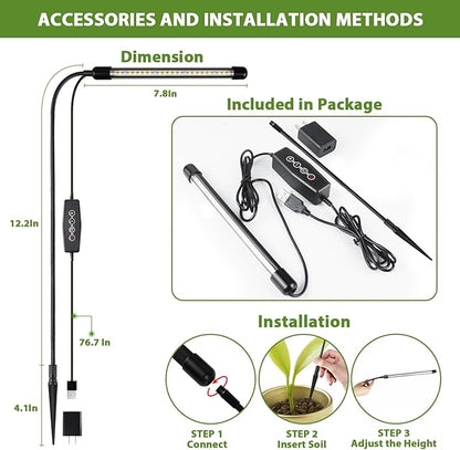 Grow Light 2 Pack, 6000K Full Spectrum Gooseneck Growing Lamp for Indoor Pot Plants Bonsai/Plant/Houseplants, Dimmable & Auto Timer 4 8 12H