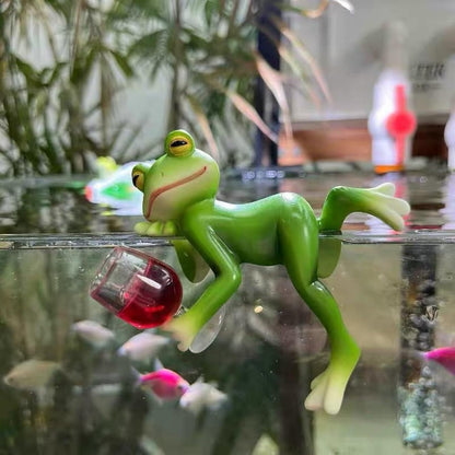 OwMell Frog Statue for Garden, Green Frog Figurine for Outdoor Decor Yard and Garden Decoration Resin Sculpture - Drinking Red Wine
