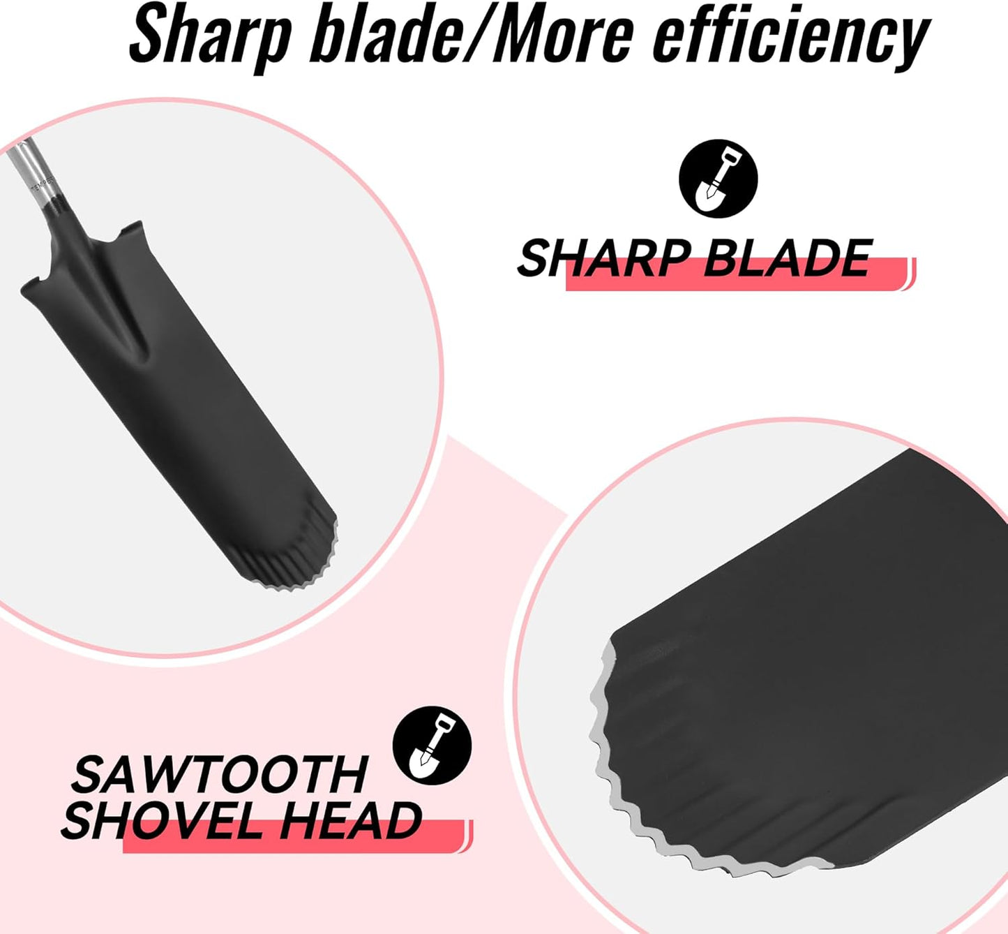 SHARK ATTACK Spade Shovel, 43in Heavy Duty Drain Spade for Digging, Ergonomic No-Slip H-Grip Handles, Oversized Steps and D Handle for Gardening, Land Management, Yard Work, Farming and Transplanting