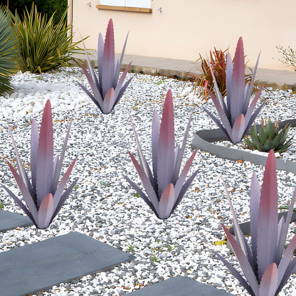 EROCK 2 Pcs Tequila Rustic Sculpture, Wind Resistant Metal Agave Plant Outdoor Home Decor, DIY Rustic Hand Painted Metal Agave Garden Art Plant Country Sculpture Statue Patio Stake Lawn Ornament Gift