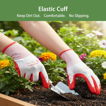 PROMEDIX P 4 Pairs Gardening Gloves for Women & Men, Breathable Nitrile Coated for Yard Working