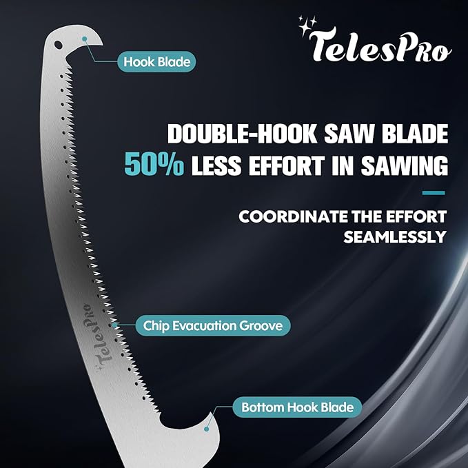 Multi-Purpose Handheld Pruning Saw - 16-Inch Blade, Compatible with Standard US Acme Thread Poles (Pole Sold Separately), Ideal for Tree Trimming