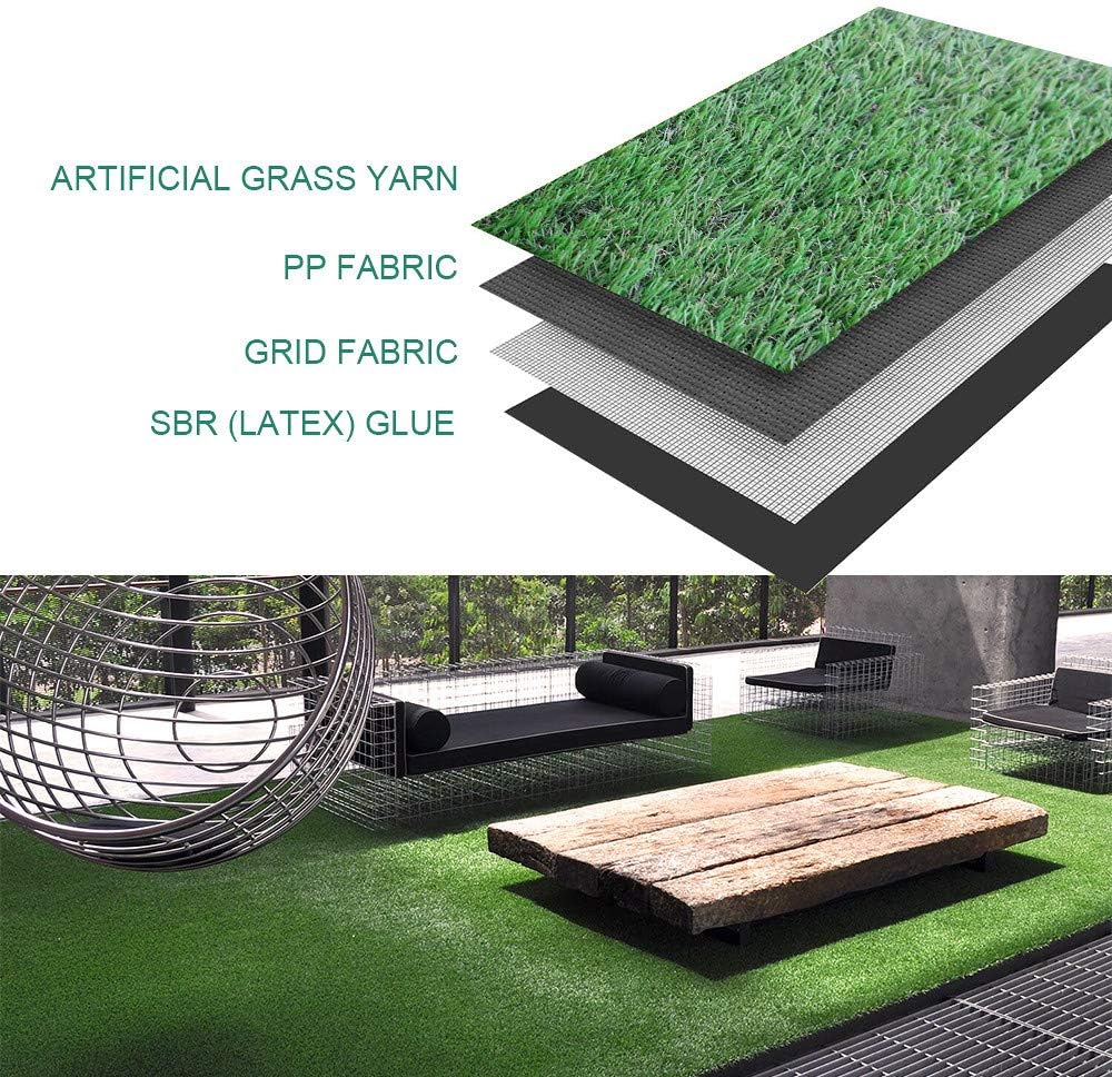 Synthetic Artificial Grass Turf Lawn 8 x 29ft, 1.38" Outdoor/Indoor Fake Grass Rug Astroturf for Dogs,Faux Grass Rug with Drainage Holes/Custom Size Provided