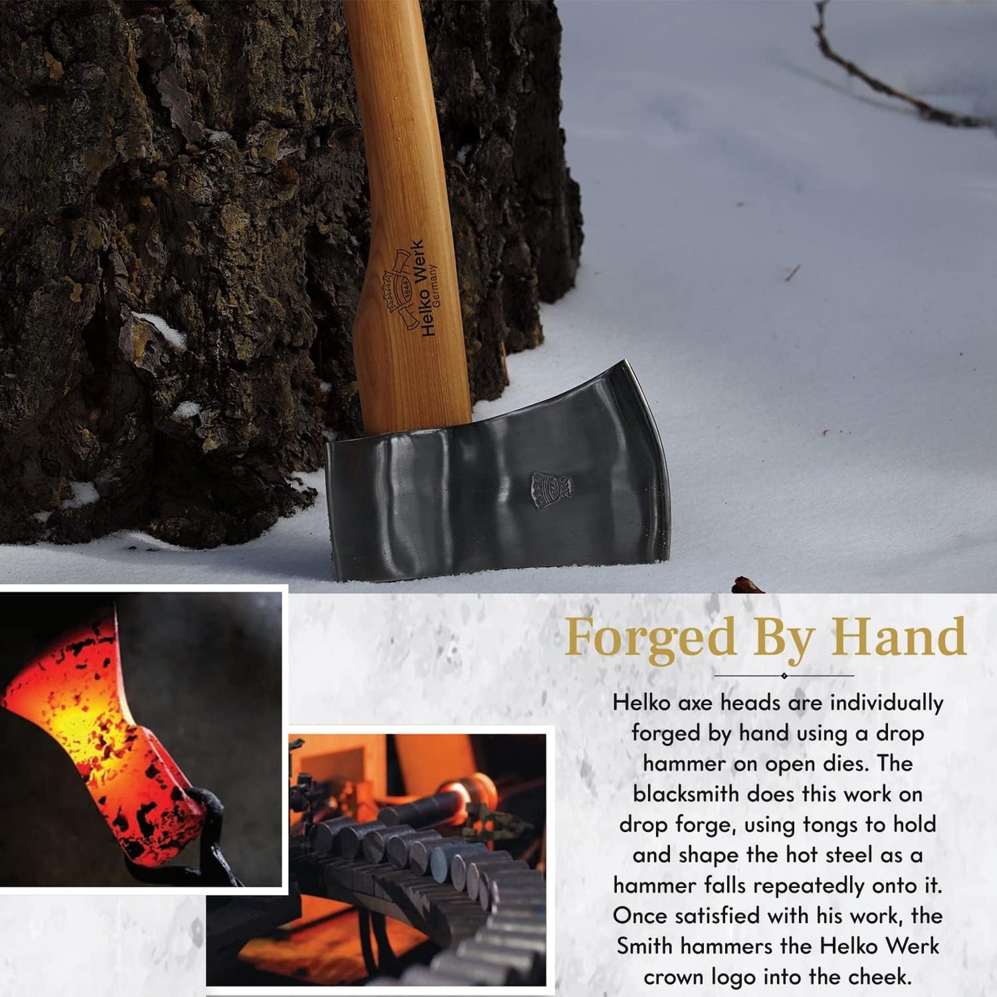 1844 Helko Werk Germany Classic Expedition - 4.5lb Felling Axe - Made in Germany Large Felling Axe for Heavy Duty Felling Trees, Cutting Wood and Timber - Head 4.5lb, Handle 35in. (Expedition) #10497