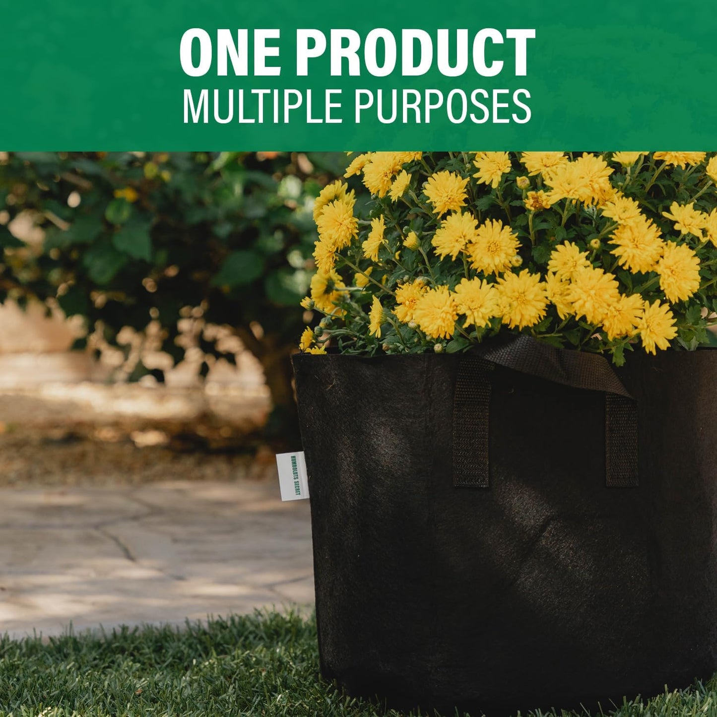 Humboldts Secret Fabric Grow Bags - Non Woven Fabric Plant Pots - Reusable Garden Bags - Plant Grow Bags for Indoor and Outdoor Plants - Thick Fabric Pots with Handles (5-Pack) (5 Gallon)