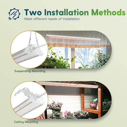 FREELICHT 4 Pack 4ft LED Grow Light with Timer, 60W (350W Equivalent), Sunlike Full Spectrum Integrated Plant Light for Hydroponic Indoor Plant Seedling Veg and Flower, Plug in with 3 Timing Modes