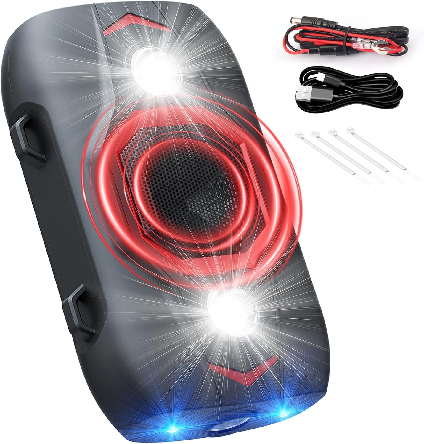 Ultrasonic Rodent Repellent for Car Engines, Under Hood Mouse Repellent with 4 LED Strobe Lights, USB Powered, Keep Rats, Mice and Squirrels Away from Vehicles, RVs, Garages, Attics (1, Black)