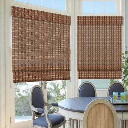 LETAU Wood Window Roman Shades, Bamboo Light Filtering Window Blinds for Indoor Home, Office, Kitchen, Pattern 10