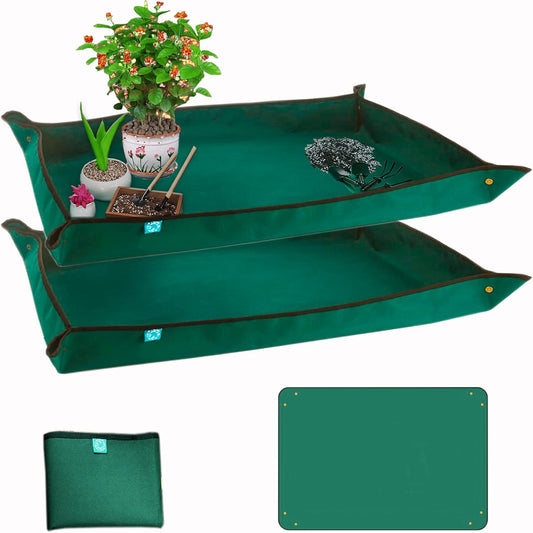 BIUWING Planter Tray, 2PCS Thickened Oxford Fabric Portable Indoor Plant Repotting Mat, Extra Large