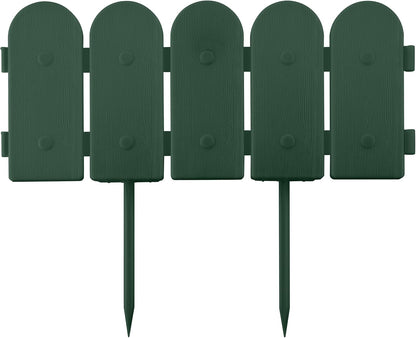 Evelyne Garden Border Edging: Wooden Fence Design - 8pcs Green Yard Landscaping Fence Liner Lawn Edge Barrier - 10ft Kit of Decorative Lawn Landscape Panels Elements -Landscaping Edging-GMT-10374-B08