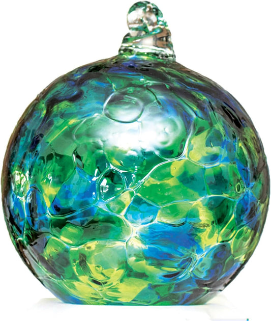 Large Friendship Glass Ball Globe - Green 4.7 inch Hand Blown Handmade Hanging Garden Gazing Ball Indoor Outdoor Home Décor
