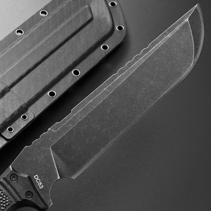 GTK32 Fixed Blade Knife DC53 Steel Blade Full Tang Nylon Fiberglass Handle Heavy Duty Knifes for Field Hunting Camping Bushcraft(Black)