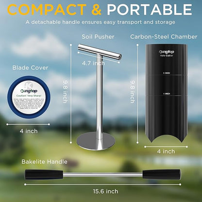 KINGTOP Portable Golf Hole Cutter – Detachable Handle, USGA Standard 4Inch & 6Inch Hole Digger – Backyard, Garden, Outdoor Golf Putting Green Practice