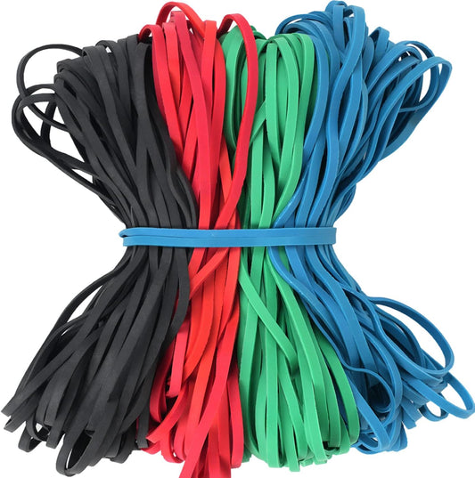 Large Rubber Bands 140 Pack, Heavy Duty Big Elastic Bands Size #117, Colored (Black, Blue, Red